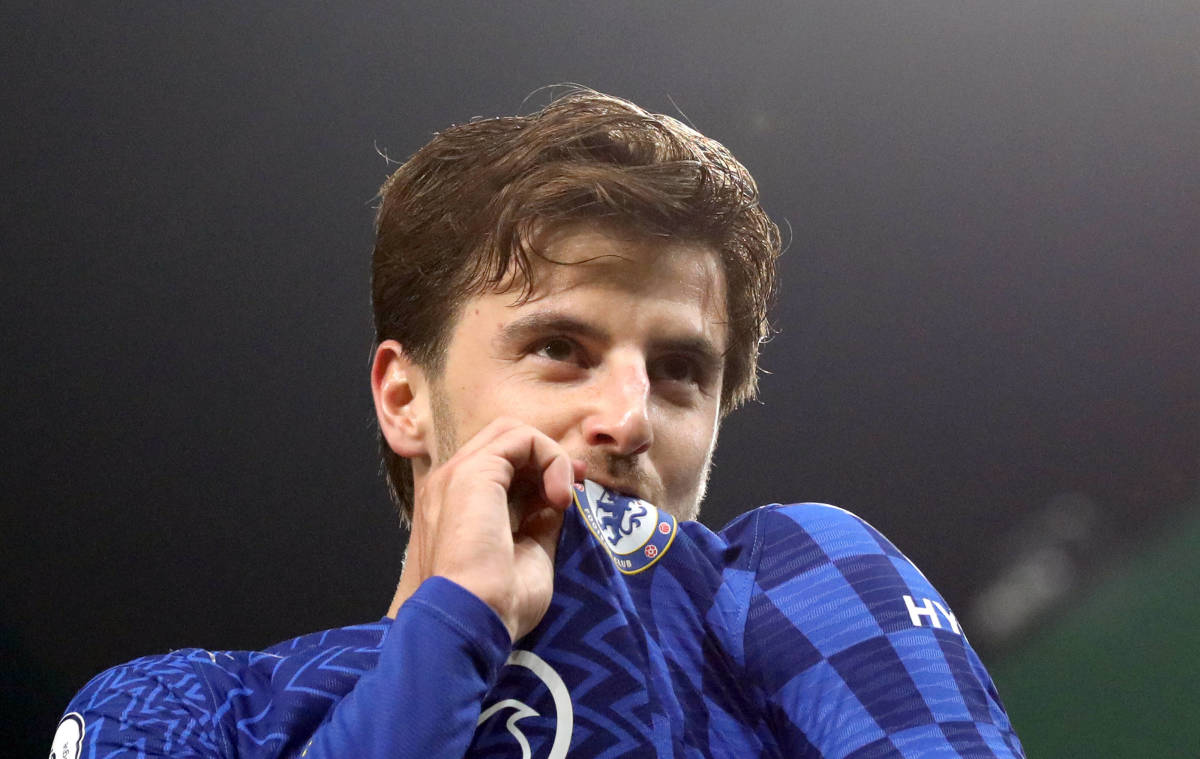 Mason Mount kisses the Chelsea badge after scoring a goal in their 3-1 win at Norwich